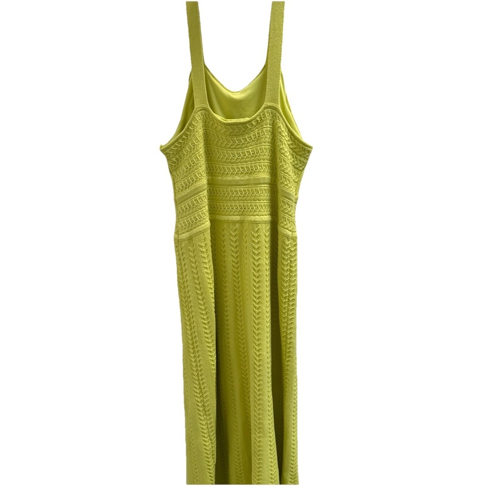 Haute Hippie Women's Crochet Knit Boho Maxi Dress L Neon Yellow Festival Beach - Picture 2 of 8